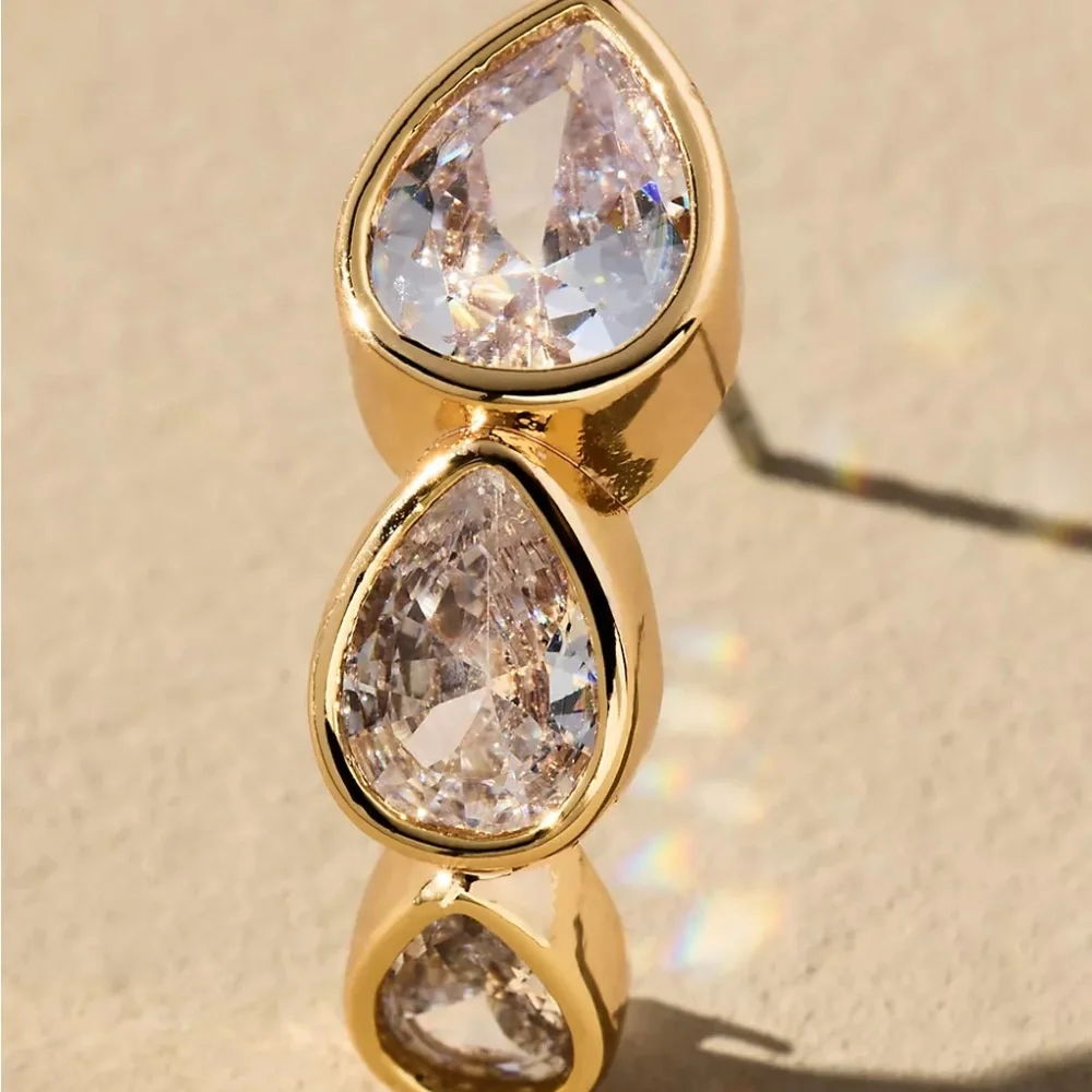 Anthropologie Multi Crystal Gold Chic Drop Earrings NWT